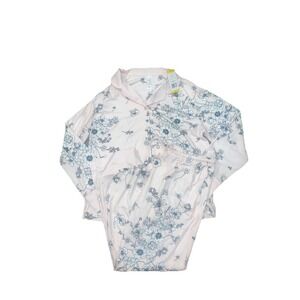 Flora Nikrooz Womens 2 Piece Super Soft Satin Trim Notch Collar Pajama Sleep Set